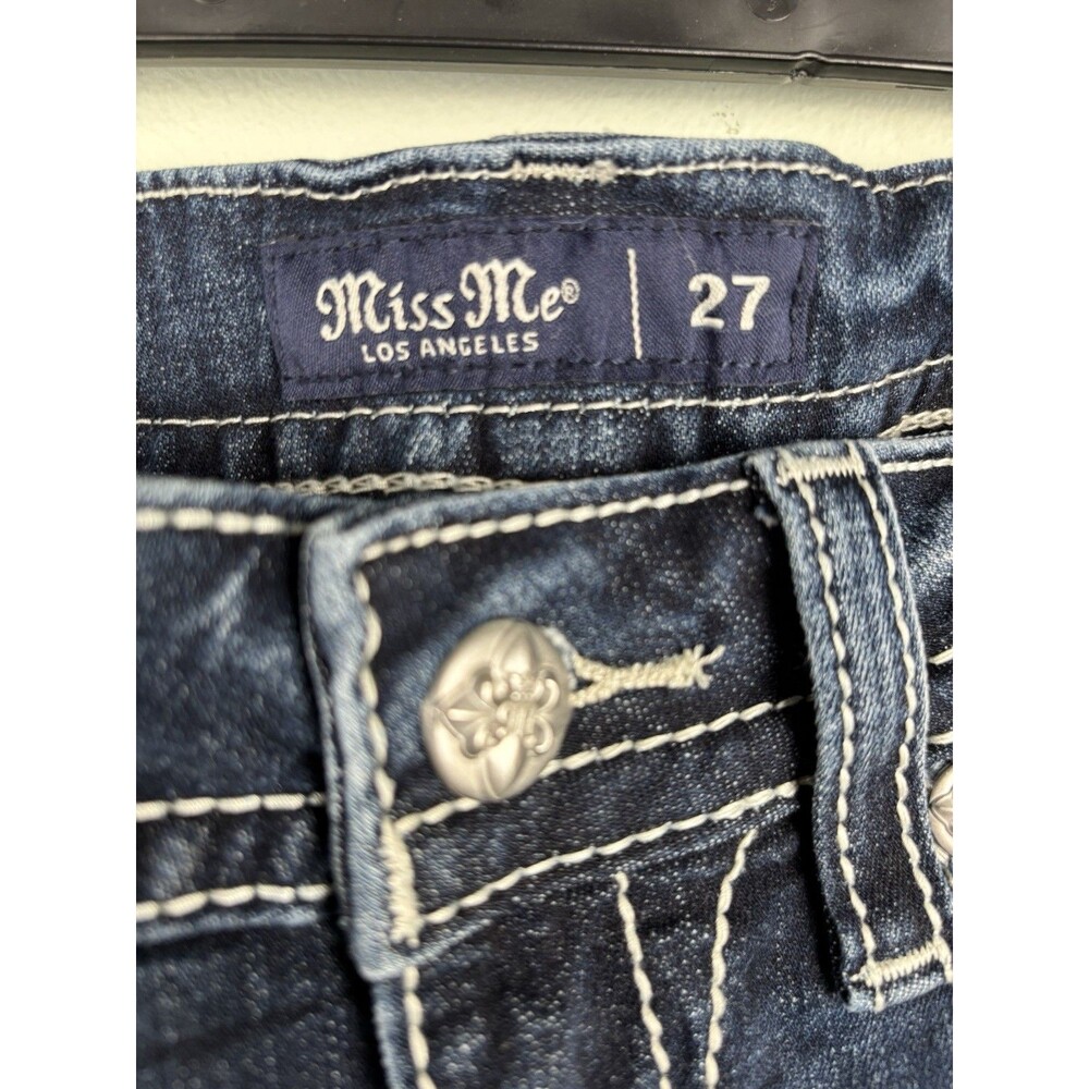 Y2K Miss Me Rhinestone Bling Mid Rise Shorts Denim Womens 27 Western Cowgirl - Picture 4 of 5
